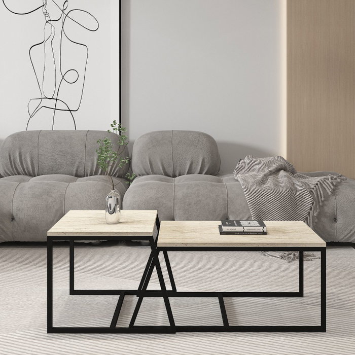 Hanah Home Mesa de Café Travertino